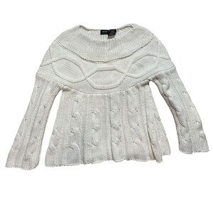 Nicole Miller Ivory Chunky Knit Sweater‎ Cozy Y2K Winter Vibes ❄️cozy girl Sz XS